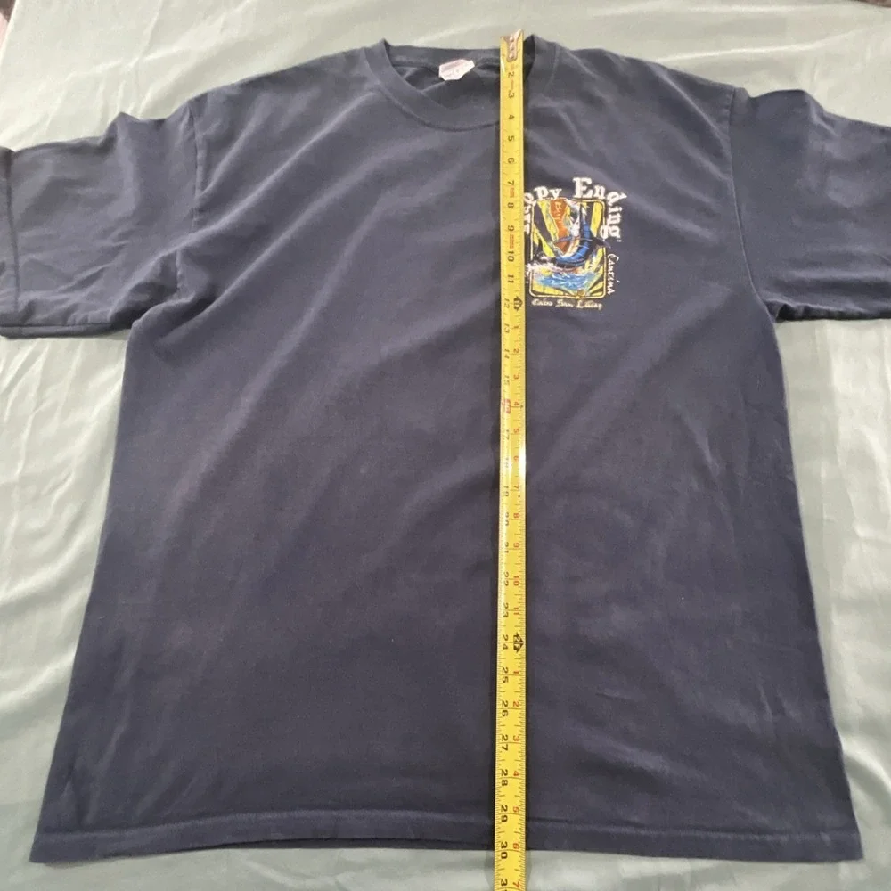 Yazbek Navy Blue Fishing Graphic Men's Crew Neck Short‎ Sleeve T-Shirt Size XL